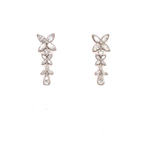 18k White Gold 1.95ctw Flower Drop Earrings