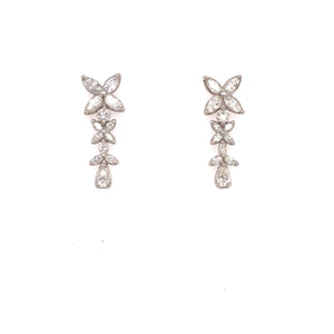 18K White Gold 1.95CTW Diamond Flower drop earring