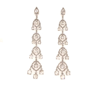 18K White Gold 3.50 Rose Cut diamond dangle earrings