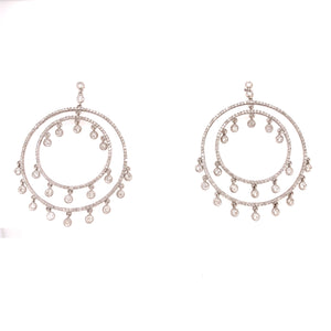 18k White Gold Double Circle 2.00ctw Earrings