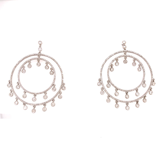 18k White Gold Double Circle 2.00ctw Earrings