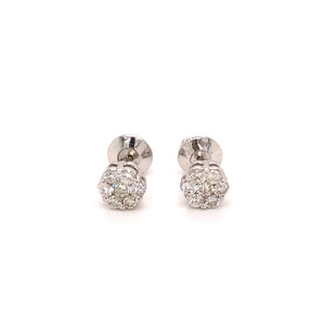 14K White Gold 0.78ctw Diamond Cluster Earrings