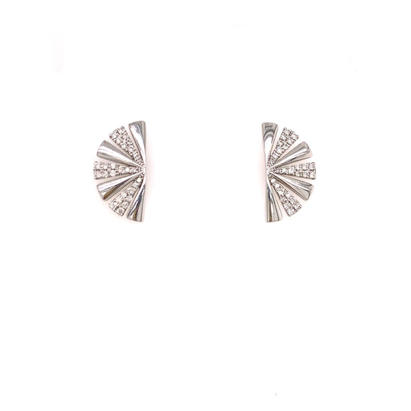 18K White Gold .38CTW Fan Diamond Earrings