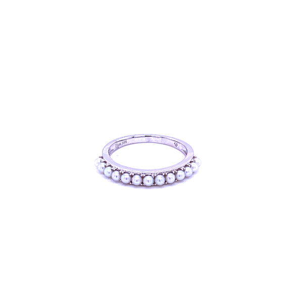 14 karat white gold pearl stackable band