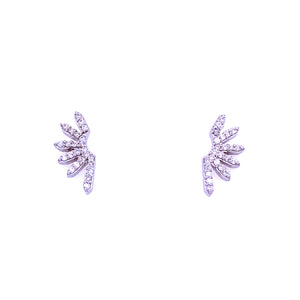 14K White Gold Diamond split sun earrings