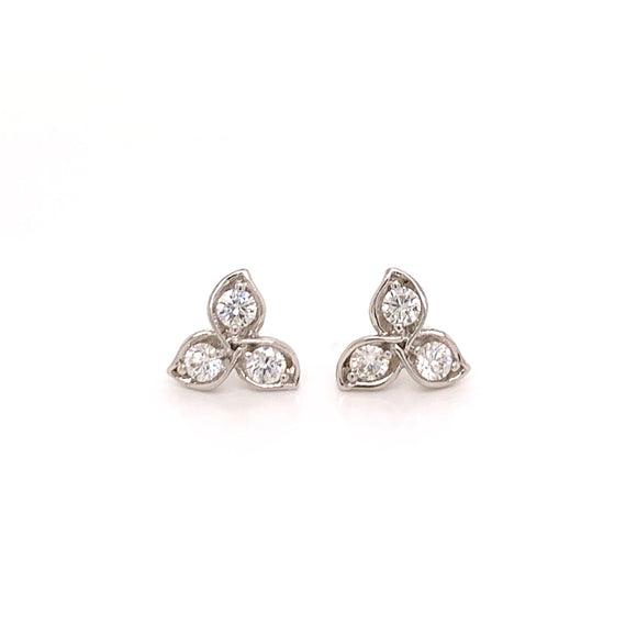 14K WG Diamond clover earrings
