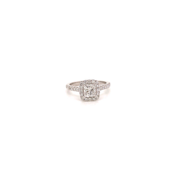 14K WG 1.12ctw round diamond halo ring