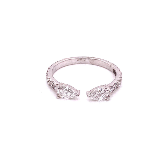 14K WG 0.85 cts open pear shapped ring