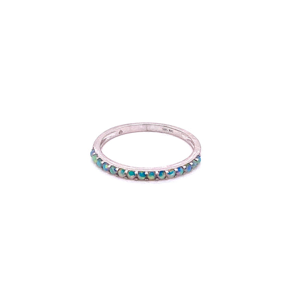 14K WG 0.21CTW Round Opal ring Sizeable